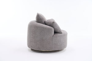 English Elm 360° Swivel Chair upholstered barrel accent chair with plush high-resilience foam and pillows for comfort Gray W2231P261425