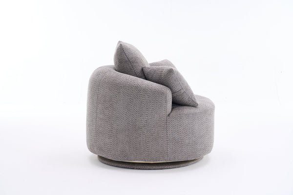 English Elm 360° Swivel Chair upholstered barrel accent chair with plush high-resilience foam and pillows for comfort Gray W2231P261425