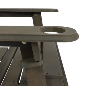 English Elm Christopher Knight Home® - BELLWOOD Adirondack Chair with Folding Design, Rustic Outdoor Wood Seat, Built-In Cup Holder Comfort Grey 37.75 L x 26.75 W x 8.5 H 68940.00GRY