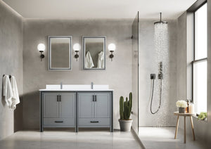 English Elm Dark Grey Double Bath Vanity With Cultured Marble Top & Chrome Faucet - Stylish Storage Solution! P1 B2731P260624-GIGA