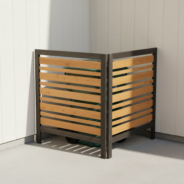English Elm 2-panel Outdoor Wood Privacy Screen Slatted Fence for Ac Units and Patio Areas W2640P290610