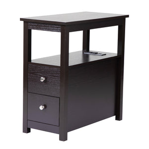 English Elm Transitional Espresso Nightstand with USB Charging, 2-Drawer Wooden Bedside Table, Sturdy Storage (24"H) W2181P357595