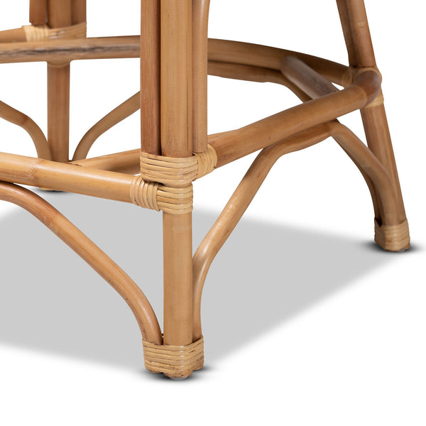 English Elm Modern Rattan Frame Counter Stool with Foam Padded Seat for Bohemian Coastal Kitchens B2750P470032