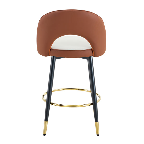 English Elm 360 Swivel Barstools Set of 2 Upholstered Techno Fabric Cushioned Counter Seats Brown+Black,Light Gray W1151P268923