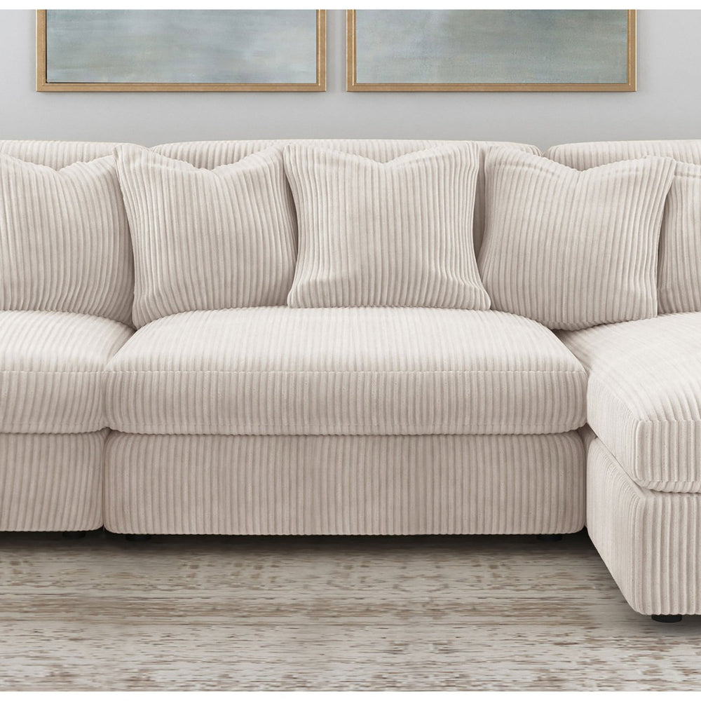 English Elm Cassidy Corduroy Armless Lounge Chair Plush Modular Seating for Living Rooms Sand B062P440333