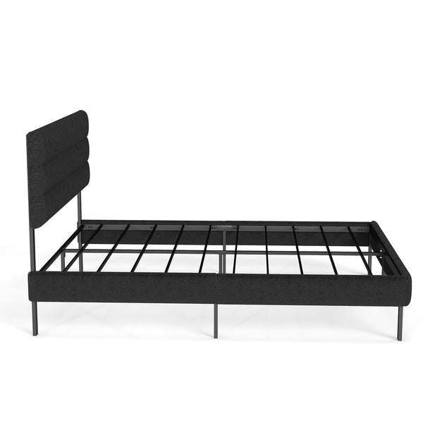 English Elm Queen Upholstered Platform Bed Fabric Headboard 14 Inch Storage No Box Spring T3963P383602