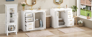 English Elm 72'' Bathroom Vanity With Ceramic Sink - Elegant Solid Wood Freestanding Set With Ample Storage & Soft-Close Doors N710SS00015K