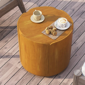 English Elm 19.29"h Tulip Mgo Round Accent Table Waterproof Wood Grain Finish Patio or Living Room Natural W757P387421
