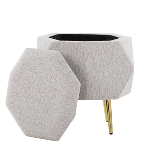 English Elm Ottoman Upholstered Storage Footrest with Metallic Legs for Living Room Bedroom Light Grey B202P471508