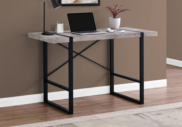 English Elm Computer Desk - Modern 48" Laptop Workstation With Taupe Laminate Top & Black Metal Frame For Home Office B2710P219691