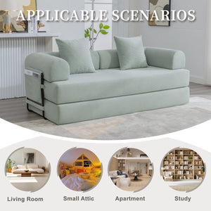 English Elm UNITED modular foldable sofa with metal frame, corduroy upholstery, side pocket & quick assembly convenience Mint Blue W1568P375643