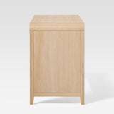 Chantelle Modern Curved Writing Desk with Statement Wood Drawer Pulls Coastal Oak WECHA42OS2CO0 Walker Edison