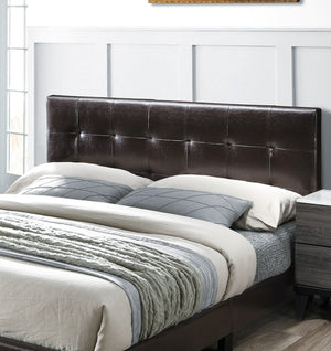 English Elm Contemporary Queen Platform Bed Brown Faux Leather Adjustable Rectangular Headboard B011P414676