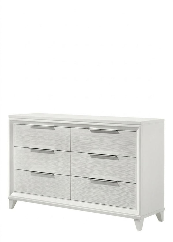 English Elm 1pc Mid-century Matte Six-drawer Solid Wood Dresser with Tapered Legs for Bedroom White B2741P486337