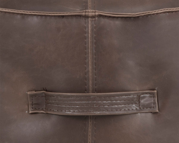 Sunpan Mitchell Ottoman - Stylish Round Faux Leather Accent Piece with Decorative Handle for Any Space Havana Dark Brown