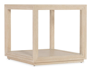 Hooker Furniture Nouveau Sandstone End Table With Beveled Tempered Glass Top, Sunburst Oak Veneer Shelf & Silver Accents 6500-80114-80