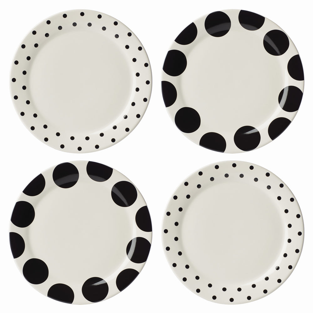 Lenox Kate Spade On The Dot Assorted Dinner Plates, Set of 4 White, WHITE STONEWARE 895200