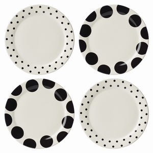 Lenox Kate Spade On The Dot Assorted Dinner Plates, Set of 4 White, WHITE STONEWARE 895200