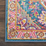 Nourison Passion PSN20 Machine Made Power-loomed Floral Border Indoor Only Bohemian  Rug Teal Multicolor, Teal Multicolor 100% Polypropylene 99446486387