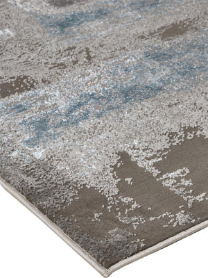 Feizy Rugs Azr3406f Azure Contemporary Abstract Low Pile Rug - Stain-resistant, Durable, And Perfect For High Traffic Areas Gray,Ivory,Blue Polyester,Polypropylene Azr3406fbgebluj10