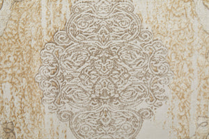 Feizy Rugs Celene Vintage-inspired Medallion Scroll Rug In Warm Neutral Palette - Timeless Elegance For Your Home Silver,Tan,Gray Viscose,Polyester Cel39l1fbgegryh00