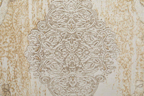 Feizy Rugs Celene Vintage-inspired Medallion Scroll Rug In Warm Neutral Palette - Timeless Elegance For Your Home Silver,Tan,Gray Viscose,Polyester Cel39l1fbgegryh00