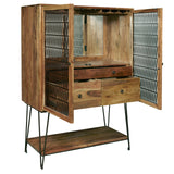 2-Door Bar Cabinet with Storage Drawers Natural with Rich Brown finish P301673 Pulaski Furniture