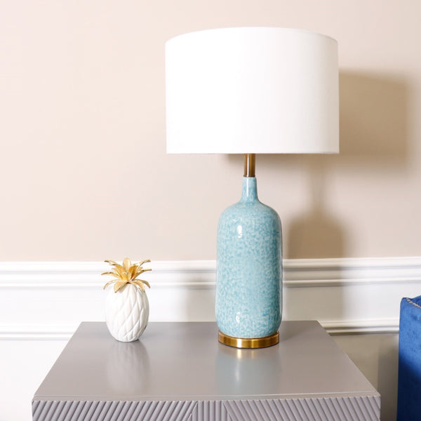 Pasargad Tucson Style Ceramic Table Lamp In Elegant Blue/Gold – Illuminate Your Space With Charm! Blue Ceramic Pmt-30315
