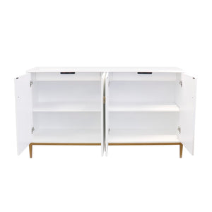Pasargad Home Pearl Collection Ivory Sideboard - Luxurious 4-door Cabinet With Glamorous Accents Ivory Wood Finish Pph-m4