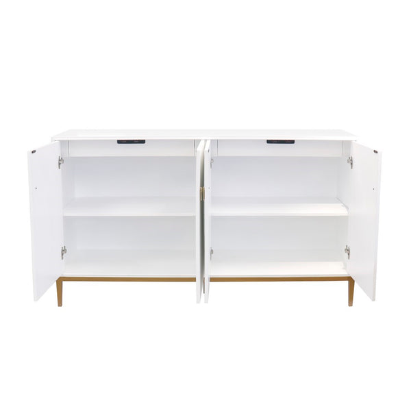 Pasargad Home Pearl Collection Ivory Sideboard - Luxurious 4-door Cabinet With Glamorous Accents Ivory Wood Finish Pph-m4