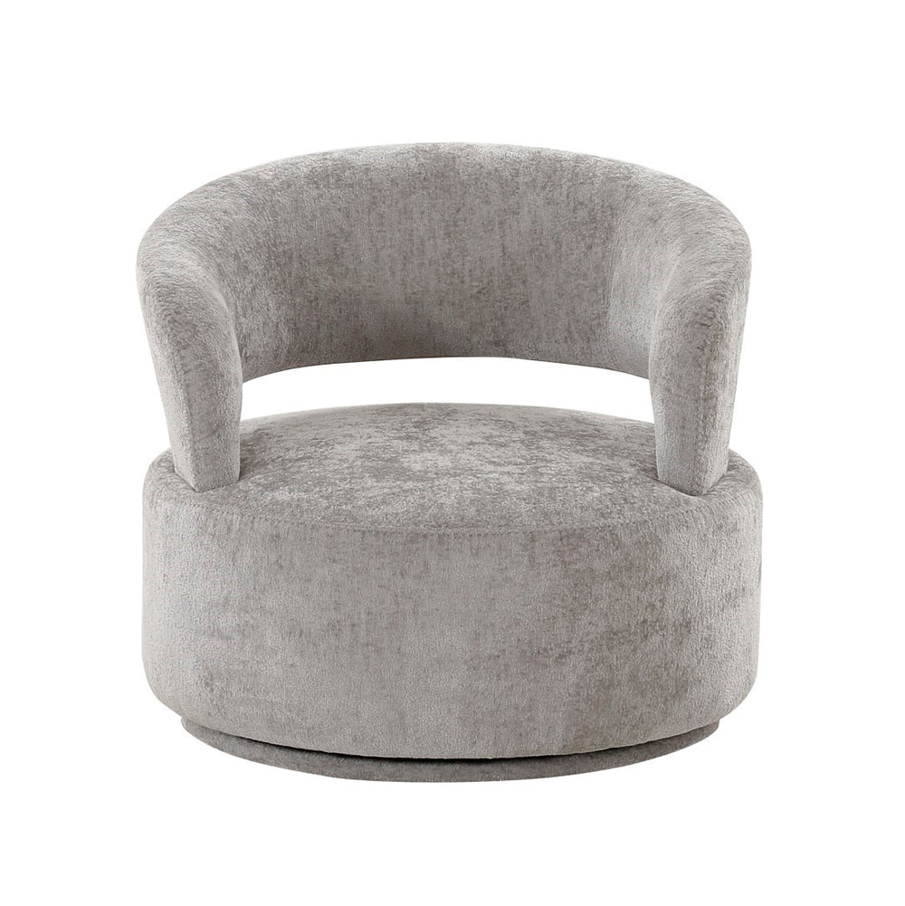 Pasargad Home Piagia Swivel Barrel Chair - Ultra-plush Silver Upholstery For Modern Comfort & Style Silver Polyester Pzw-20087