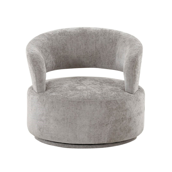 Pasargad Home Piagia Swivel Barrel Chair - Ultra-plush Silver Upholstery For Modern Comfort & Style Silver Polyester Pzw-20087
