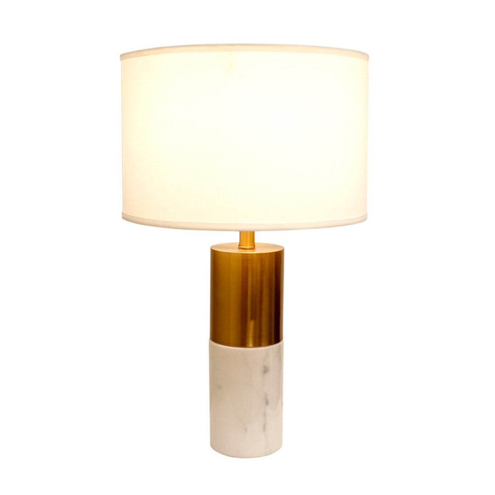 Pasargad Home Rhoda Marble White/Gold Table Lamp - Elegant Design Perfect For Any Space, H25" White Marble Pmt-29011