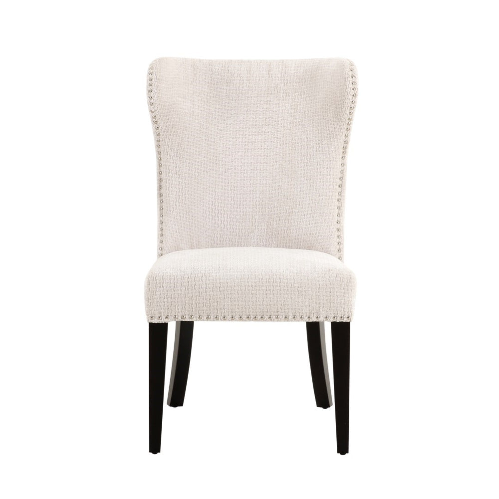 Pasargad Elara Upholstered Dining Chair Set - 2 Elegant Pieces With Nailhead Detail In Ivory Ivory Polyester Pzw-2066