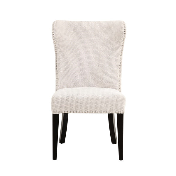 Pasargad Elara Upholstered Dining Chair Set - 2 Elegant Pieces With Nailhead Detail In Ivory Ivory Polyester Pzw-2066