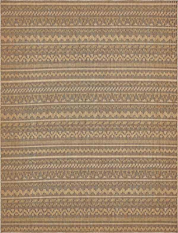 Unique Loom Outdoor Modern Southwestern Machine Made Geometric Rug Light Brown, Brown/Gold 9' 0" x 12' 0"