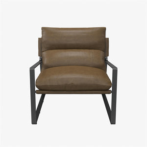 English Elm Gatsby Modern Upholstered Sling Accent Chair with Faux Leather, Metal Frame, Plush Foam Comfort B2733P395006