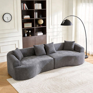 English Elm Curved Chenille Modular Sectional Sofa Boneless High-density Foam for Apartment Living Grey W3728S00008