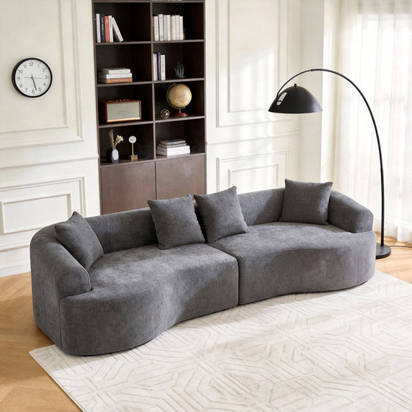 English Elm Curved Chenille Modular Sectional Sofa Boneless High-density Foam for Apartment Living Grey W3728S00008