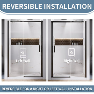 English Elm 44--48" Sliding Tempered Glass Shower Door Brushed Nickel Frameless Spa Bath W637P382565