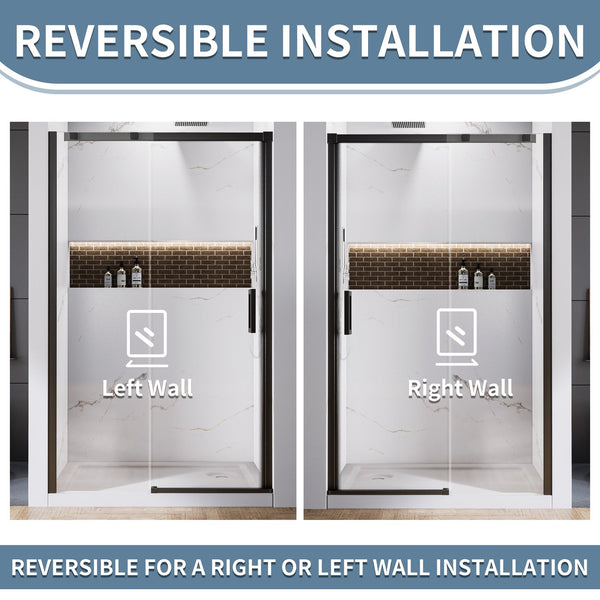 English Elm 44--48" Sliding Tempered Glass Shower Door Brushed Nickel Frameless Spa Bath W637P382565