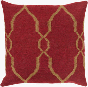 Surya Fallon 18" Wool Accent Pillow - Stylish Home Decor Piece For Effortless Seasonal Flair & Easy Care Red Wool Fa019-2222