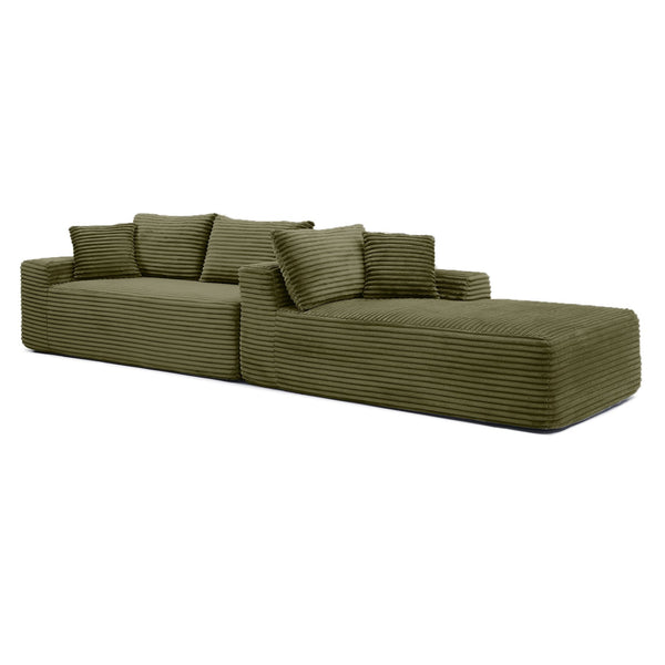 English Elm 105'' Modular Cloud Sectional Sofa Deep Seat Corduroy Upholstered L-shape Living Room W1117S00330