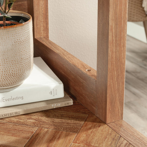 English Elm Hutch, Stylish Brown-Finish Office Storage Solution With Multiple Compartments For Organized Workspaces B356P367795