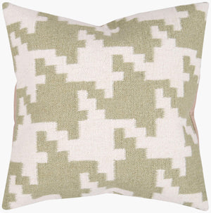Surya Fallon 18" Wool Accent Pillow - Stylish Home Decor Piece For Effortless Seasonal Flair & Easy Care Olive Wool,Cotton Fa028-2020d