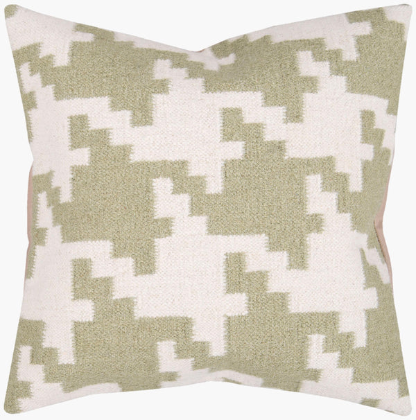 Surya Fallon 18" Wool Accent Pillow - Stylish Home Decor Piece For Effortless Seasonal Flair & Easy Care Olive Wool,Cotton Fa028-2020d
