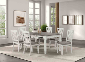 English Elm Farmhouse 2pc Side Chair Slat Back Upholstered Seat Rustic White Dining Set Comfortable Modern Style B2741P406725