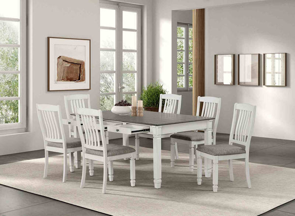 English Elm Farmhouse 2pc Side Chair Slat Back Upholstered Seat Rustic White Dining Set Comfortable Modern Style B2741P406725