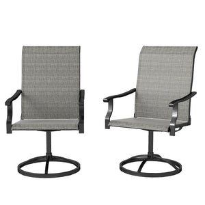English Elm High Back Swivel Outdoor Patio Chairs with Breathable Mesh and Powder Coated Steel Frame Black,Gray T3971P444480