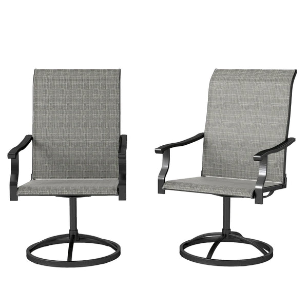 English Elm High Back Swivel Outdoor Patio Chairs with Breathable Mesh and Powder Coated Steel Frame Black,Gray T3971P444480